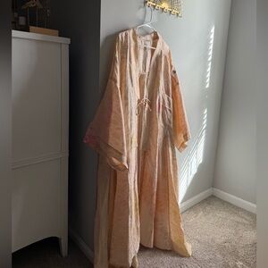 Free People All Night Robe Embroidered Butterfly Kimono Duster